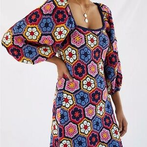 FARM Rio Multicolor Crochet Dress